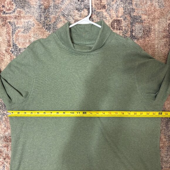 L.L. Bean Women's Plus L/S Interlock Turtleneck Tee Shirt Top 2X Heather Green - Picture 6 of 9